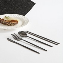 마라포사 무광 양식기 커트러리 4P세트, 블랙(커트러리 4P세트)