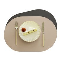 포그망 북유럽 팔각형 식탁매트 양면 방수 인조가죽 미끄럼방지 테이블매트 4P, 그린/그레이_테이블매트(팔각형)