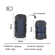 비비색 경량 1인 텐트 쉘터 백패킹 야전침대 비박 백팩킹 야외 방수 침낭 압축 물건 자루 캠핑 보관 배낭 여행 하이킹용 압축 가방 자루, DM