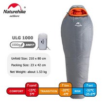 침낭 ULG400 거위 다운 겨울 관광 엄마 초경량 방수 따뜻한 캠핑이불 카라반이불 카라반침낭, CHINA, Grey - ULG1000