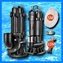 수중 모터 펌프 양수기 워터 물 배수 소형 농업용 5m 호스 끈 포함, 600W 1.5 인치 절단펌프, 1개