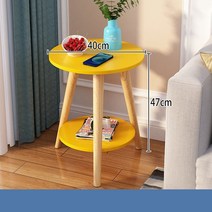 간단한 작은 라운드 테이블 유럽 작은 티 테이블 소파 사이드 여러 작은 크기의 가족 침대 미니 발코니 작은 테이블, 【망고 노란색】 39폭47높은 더블 레이어