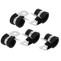 uxcell EPDM 고무 라이닝 P 클립 호스 클립 고무 304 스테인레스 스틸 실버 톤 블랙 10mm 직경 5 개들이