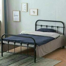 케이로 유럽스타일 블랙 화이트철제 침대프레임 심플한 철제 싱글 침대 프레임 원룸 호텔 싱글침대, 120 x 190 + 20CM 일반 시몬스