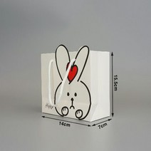 쇼핑백 5장 모음/ 무지 코팅 종이가방 비닐 투명 화분, 15.러블리 래빗