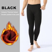 폴리에스테르무릎보호대 바디 긴 레깅스 필링 바지 남성용 따뜻한 양모 허리 코튼 무릎 보호대, 01 Black_02 XL