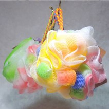 욕실용품164 하오더 레인보우 샤워볼 1p/바디거품망 샤워타올 빅, 1