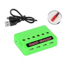 3.7V 500mAH Li-po 6-in-1 충전기 RC 헬리콥터 드론 쿼드 콥터 부품 충전식 액세서리, 02 Green_01 XH4.0 port