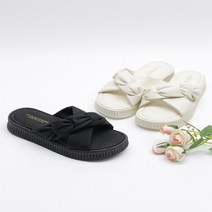 코지 여자 폭신한 구름 셔링 크로스 스트랩 4cm 슬리퍼