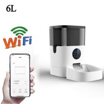 애완동물 자동급식기 지능형 애완 동물 스마트 푸드 디스펜서 자동 원격 가시성 피더 타이밍 카메라 음성 녹음기, 6L WIFI  No Camera+AU Adapter