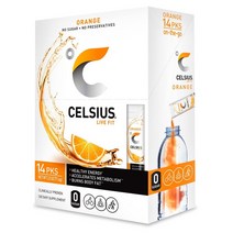 CELSIUS Orange On-the-Go Powder Stick Packs 셀시어스 오렌지 온더고 파우더 스틱 5.9g 14개입, 1개, 1