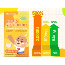 뉴트리가든 비타민D 키즈 2000IU 유아비타민 건강젤리 아기 어린이 비타민D 츄어블, 3통