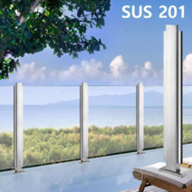 무타공 유리 난간 기둥 발코니 복도 계단 난간대 201, 201 재질 / 높이 1050mm