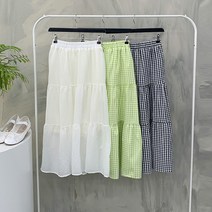 행복여[신상무배]멜로 셔링 티어드 캉캉 고방 체크 밴딩 스커트