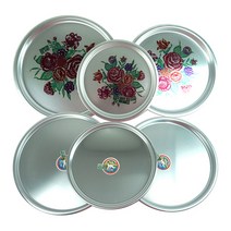 양은쟁반 원형쟁반 업소용 쟁반 알루미늄쟁반 레트로 빈티지 트레이, 꽃무늬／280mm