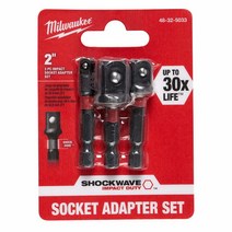 Milwaukee 48-32-5033 파워 드릴 비트 연장 쇼크웨이브 소켓 어댑터 세트 0.6cm(1/4인치) 3팩