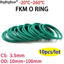 10pcs cs 3.5mm 외경 10 100mm 녹색 fkm 불소 고무 o 링 씰링 가스켓 절연 오일 고온 저항 녹색, OD 68mm_Green_3.5mm