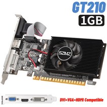 GT210 그래픽 비디오 카드 음소거 선풍기 DVI + VGA 포트 컴퓨터 HD 인터페이스 DDR3 디스플레이 게임용 1G, 한개옵션0