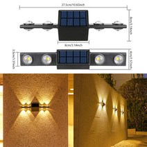 태양광 벽 램프 야외 방수 조명 정원 거리 발코니 계단 울타리 신제품, 10.HXD4x4LEDWarm - 4 PCS