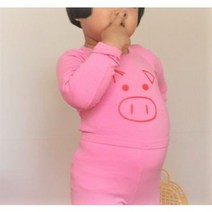 꽁떼레베 꿀꾸리 유아 실내복 빨강 노랑 핑크