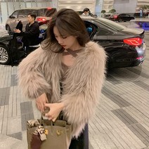 겨울 너구리털 여우털 퍼 코트 쇼트 젊은 털 털 일체모 여성모피 퍼코트 퍼자켓 모피코트