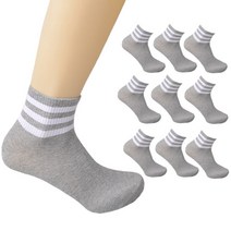 인따르시아 min54 남성용 / 학생용 삼선 링글 단목양말 10켤레