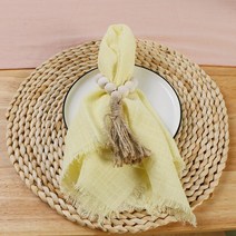 천 린넨 디자인 호텔 재사용 리유저블 냅킨 웨딩 테이블 데쿠 파주 42x42cm 국가 더스티 블루 100 면 손수건 소박한 10 피스, [14] Light Yellow