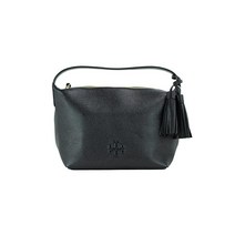Tory Burch 여성용 Thea 스몰 슬라우치 숄더백 페블 가죽 - 블랙