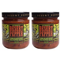 데저트페퍼 콘 블랙 빈 레드 페퍼 살사 미디엄, 454g, 2개