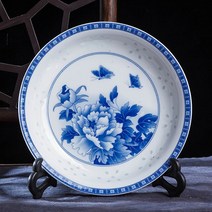 빈티지그릇 어8 인치 파란색과 흰색 도자기 디너 플레이트 세라믹 빈티지 드래곤 주, 05 Style 03