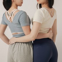 [행복한백화점][모어아웃]요가복-코튼 브이넥 랩 탑