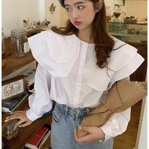 캉캉 칼라넥 프릴긴팔 루즈핏 블라우스