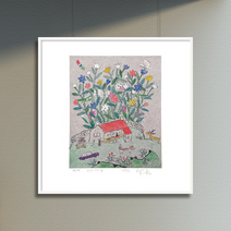 [그림닷컴] 제주생활의 중도 (99 Editions) gray sky 이왈종 판화, (원목)우드블랙