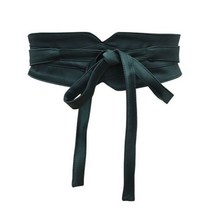 여자의 넓은 허리 벨트 Bowknot 자기 넥타이 랩 오비 밴드 신치 Boho 여성 솔리드 컬러 패브릭 드레스