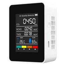 측정기 가스 냄새 공기질 CO2 공기 감지기 5 In 1 TVOC HCHO 온도 습도 분석 기기 이산화탄소 품질 모니터 휴대용, 01 5 In 1