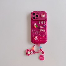 아이폰 14 케이스 디즈니 토이 스토리 딸기 베어 with 3d 인형 장식품 화장 거울 전화 케이스 iphone 11 12 13 14 pro max xs xr cover