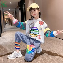 셀럽당 소녀용 후드 청바지 세트 주니어 봄 상하복 세트