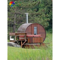 야외 사우나 스팀 룸 원형 나무 통 비 방지 목재 스팀 스토브 원적외선 빌라 발코니 광파 욕실, 밝은노란색독당근사각배럴2x2x2미터