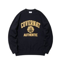 스트릿 커버낫 COVERNAT 빅 엠블럼 로고 맨투맨 네이비 편한 착용감