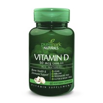 Puremark Naturals 비타민 D 50mcg 2000IU 베지테리안 캡슐, 60개입, 1개