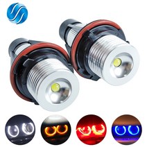 호환 자동차 부품 부속품 LED 마커 천사 눈 흰색/파란색/빨간색/노란색 2x5W 10W E39 E60 세트, 한개옵션1, 01 빨간