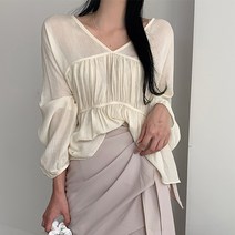 캉캉 루즈핏 브이넥 블라우스
