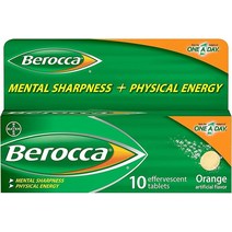 Berocca Orange Flavor 비타민 미네랄 발포성 정제 10개 4팩, 10 Count (Pack of 4)