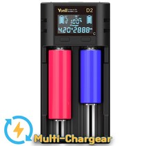 뉴 Yonii 다기능 18650 LCD 2구충전기 21700 26650 리튬 이온 배터리 편리 선물, 18650 충전거치대(D2)