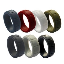 STK 7 조각 8mm 와이드 유연한 고무 실리콘 웨딩 손가락 반지 밴드