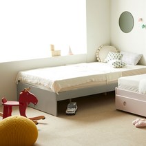 장인가구 루이 무헤드 소나무 원목침대 프레임 SS, 핑크