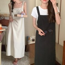 브이와이 [VY] 여자 스퀘어넥 슬리브리스 밴딩스트랩 빅사이즈 롱원피스
