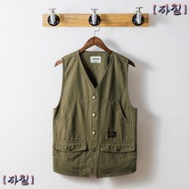 남성 순면 카고 조끼 여름 캐주얼 빈티지 패션 조끼 베스트