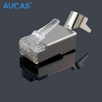 네트워크 장비 도구 AUCAS CAT7 FTP 50pcs RJ45 커넥터 쉴드 RJ11 플, 100PCS