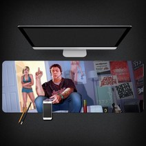 Grand Theft Auto 마우스 패드 GTA5 마우스 패드 대형 컴퓨터 게임 노트북 키보드 마우스 장패드 책상 패드 pc 게임 모바일 게임 캐릭터 마우스패드, 09_300x800mm | 4mm